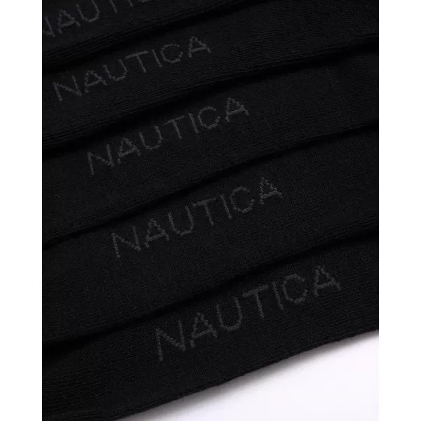 Nautica Mens Moisture Wicking Dress Socks with Stay Up Cuff 5 PackBlack Logo