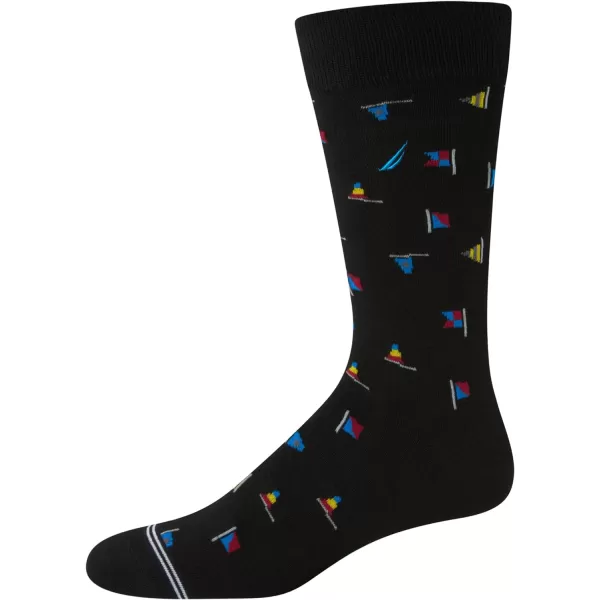 Nautica Mens Moisture Wicking Dress Socks with Stay Up Cuff 5 PackBlackBlue Multi