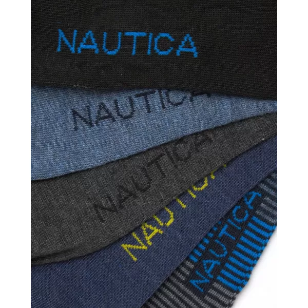 Nautica Mens Moisture Wicking Dress Socks with Stay Up Cuff 5 PackBlackBlue Multi