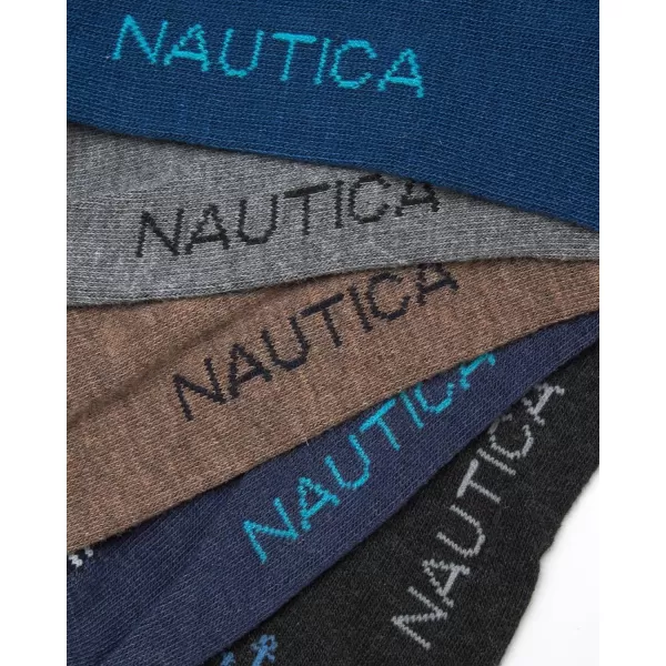 Nautica Mens Moisture Wicking Dress Socks with Stay Up Cuff 5 PackBlueGrey