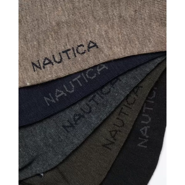 Nautica Mens Moisture Wicking Dress Socks with Stay Up Cuff 5 PackBrownBlueBlack