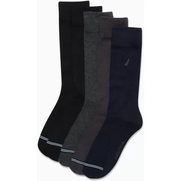 Nautica Mens Moisture Wicking Dress Socks with Stay Up Cuff 5 PackNavy Assortment