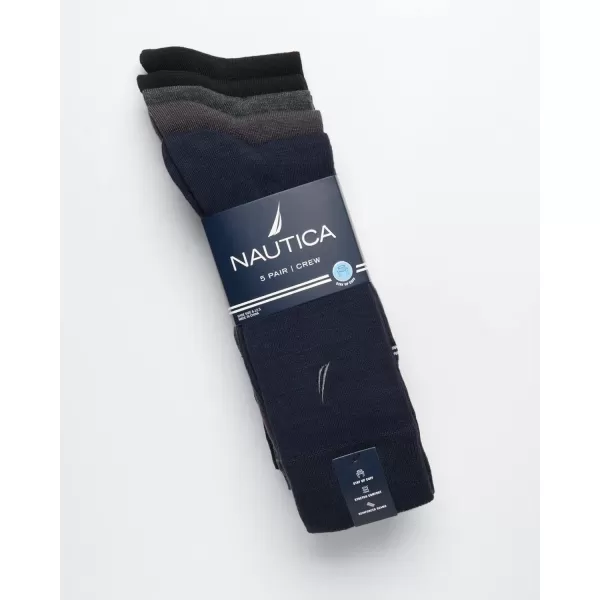 Nautica Mens Moisture Wicking Dress Socks with Stay Up Cuff 5 PackNavy Assortment