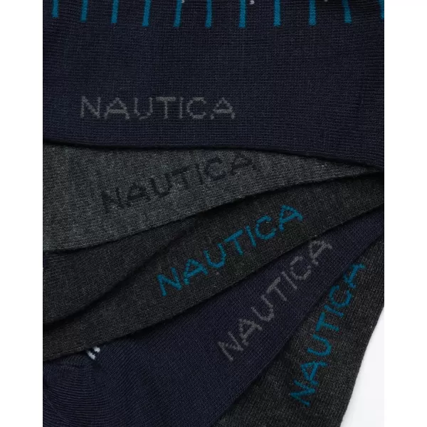 Nautica Mens Moisture Wicking Dress Socks with Stay Up Cuff 5 PackNavy Pattern