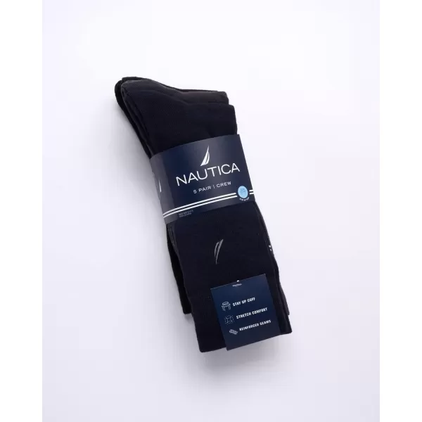 Nautica Mens Moisture Wicking Dress Socks with Stay Up Cuff 5 PackNavyGreyBlack