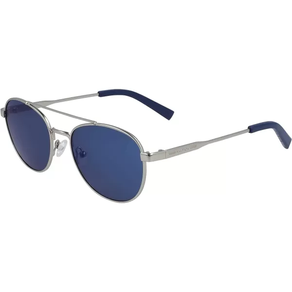 Nautica Mens N4641sp Round SunglassesMatte SilverBlue Mirror Polarized