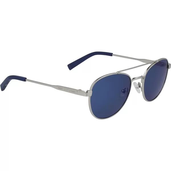 Nautica Mens N4641sp Round SunglassesMatte SilverBlue Mirror Polarized