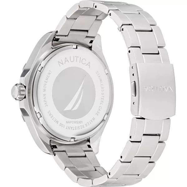 Nautica Mens NAPCWS301 Clearwater Beach Recycled 85 Stainless Steel Bracelet WatchNautica Mens NAPCWS301 Clearwater Beach Recycled 85 Stainless Steel Bracelet Watch