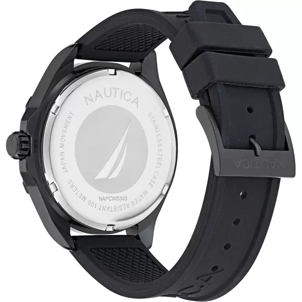 Nautica Mens NAPCWS303 Clearwater Beach Black Silicone Strap WatchNautica Mens NAPCWS303 Clearwater Beach Black Silicone Strap Watch