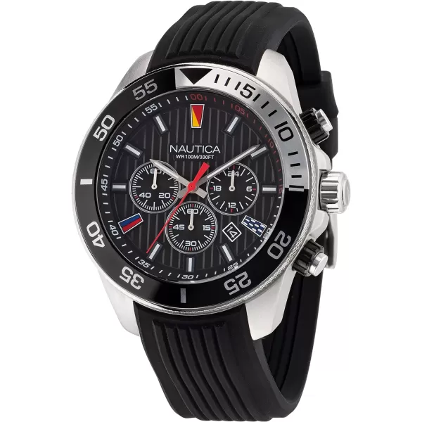 Nautica Mens NAPNOS306 One Recycled 85 Stainless Steel Bracelet amp Black Silicone Strap WatchNautica Mens NAPNOS306 One Recycled 85 Stainless Steel Bracelet amp Black Silicone Strap Watch