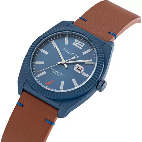 Nautica Mens NAPPBS303 Pacific Beach Brown Apple Grain Leather Strap WatchNautica Mens NAPPBS303 Pacific Beach Brown Apple Grain Leather Strap Watch