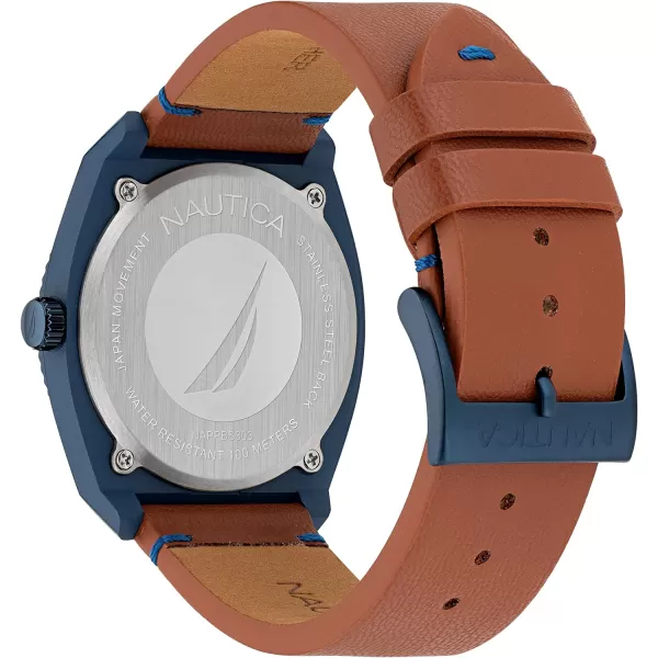 Nautica Mens NAPPBS303 Pacific Beach Brown Apple Grain Leather Strap WatchNautica Mens NAPPBS303 Pacific Beach Brown Apple Grain Leather Strap Watch