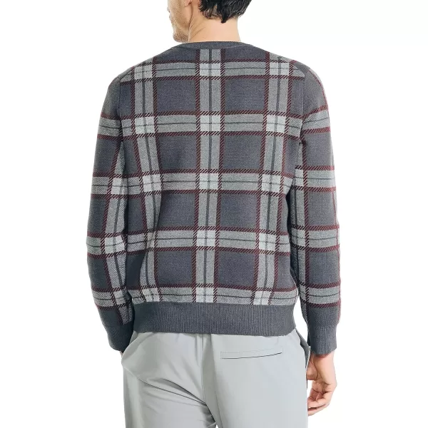 Nautica Mens Navtech Plaid Jacquard Crewneck SweaterCarbon