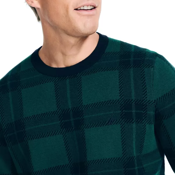 Nautica Mens Navtech Plaid Jacquard Crewneck SweaterNavy Seas