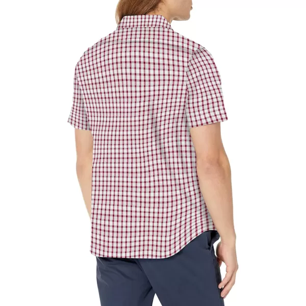 Nautica Mens Navtech Plaid ShortSleeve ShirtDeep Crimson