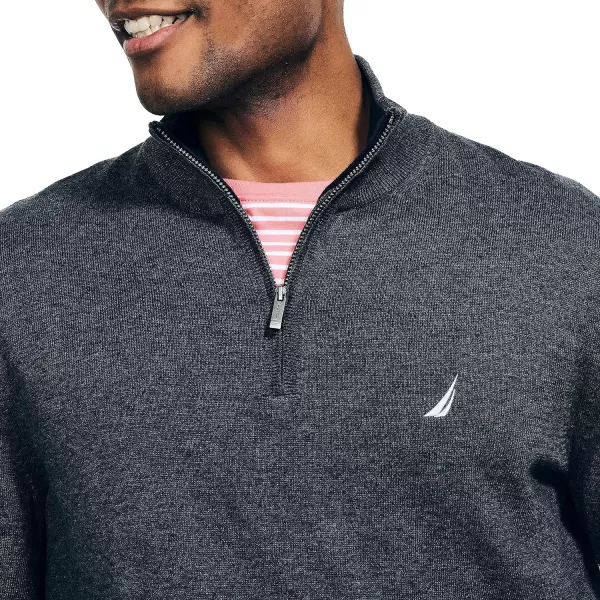 Nautica Mens Navtech QuarterZip SweaterCharcoal Heather