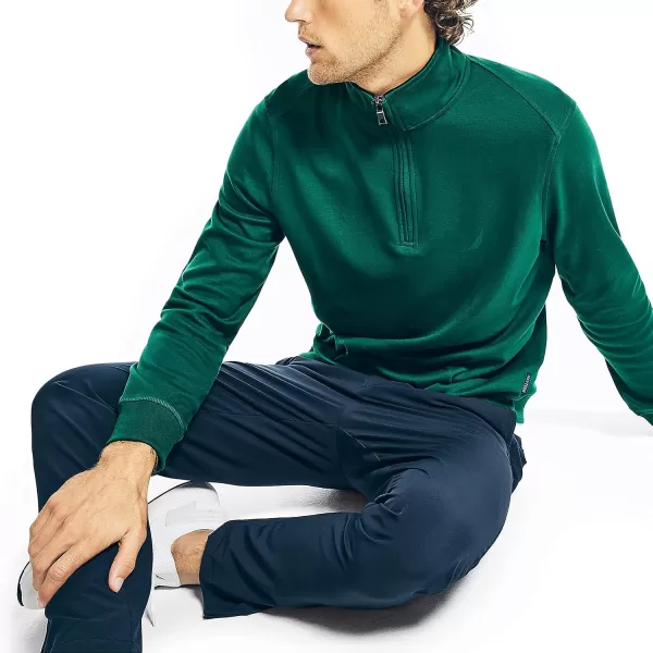 Nautica Mens Navtech QuarterZip SweaterTidal Green