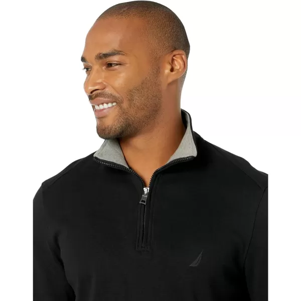 Nautica Mens Navtech QuarterZip SweaterTrue Black