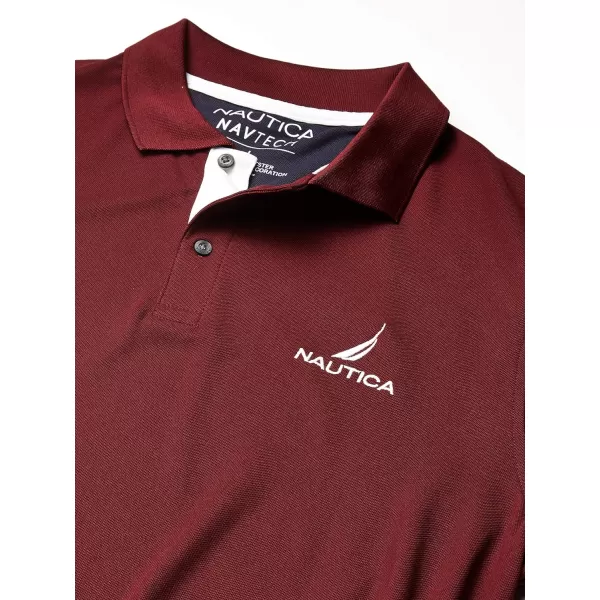 Nautica Mens Navtech Stripe Collar PoloRoyal Burgundy