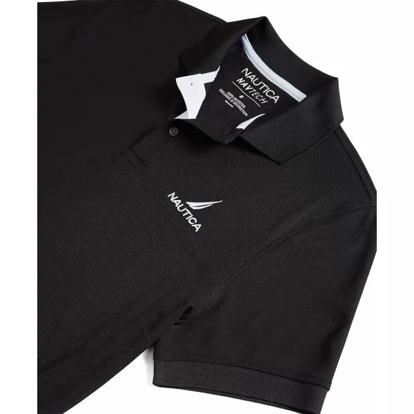 Nautica Mens Navtech Stripe Collar PoloTrue Black