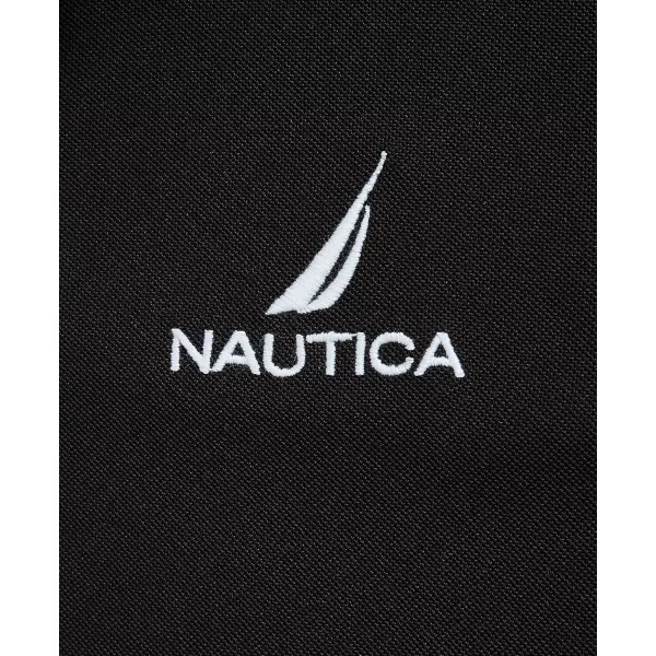 Nautica Mens Navtech Stripe Collar PoloTrue Black