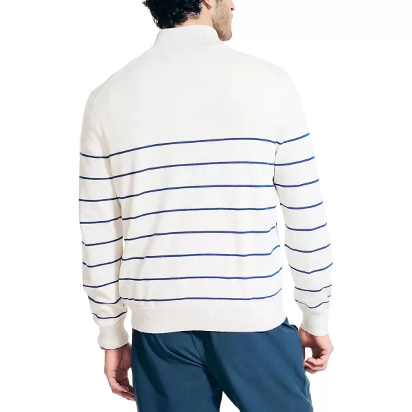 Nautica Mens Navtech Striped QuarterZip SweaterNautica Stone Heather