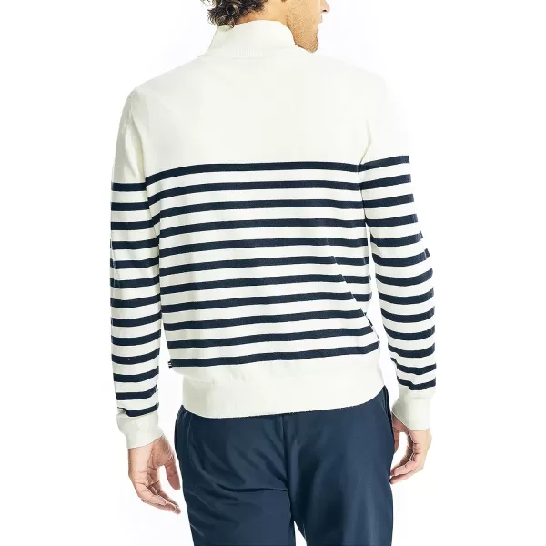 Nautica Mens Navtech Striped QuarterZip SweaterSail Cream