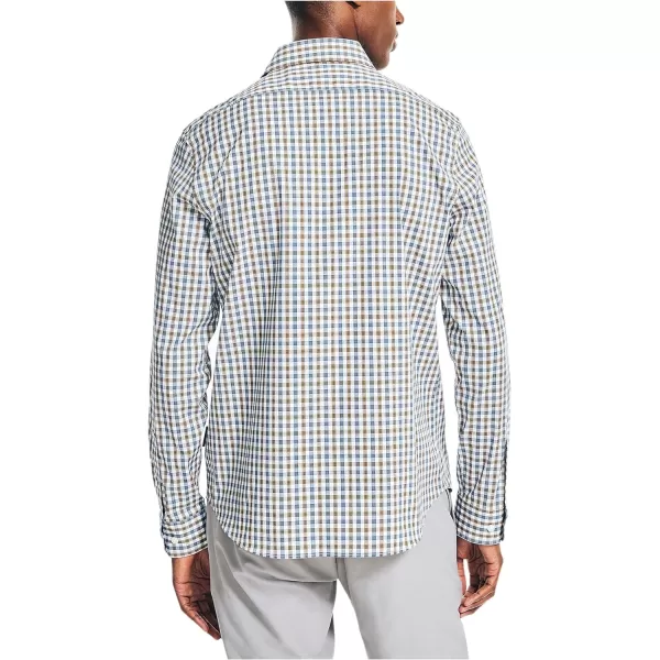 Nautica Mens Navtech Trim Fit Plaid ShirtBright White