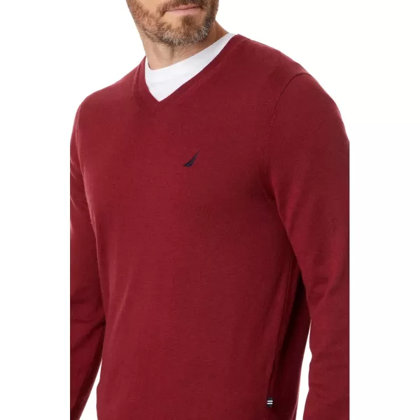 Nautica Mens Navtech VNeck SweaterDeep Crimson
