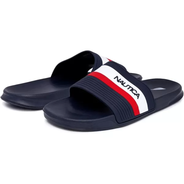 Nautica Mens Open Toe Slide Sandals  Comfortable Indoor amp Outdoor Shower SlippersAmericana Fitz