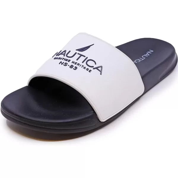 Nautica Mens Open Toe Slide Sandals  Comfortable Indoor amp Outdoor Shower SlippersBlack