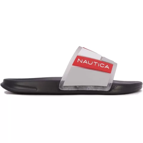 Nautica Mens Open Toe Slide Sandals  Comfortable Indoor amp Outdoor Shower SlippersBower Clearblack