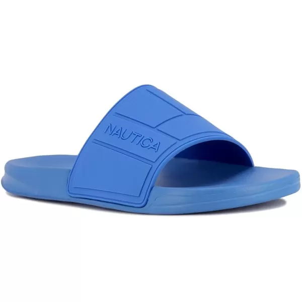 Nautica Mens Open Toe Slide Sandals  Comfortable Indoor amp Outdoor Shower SlippersCobaltmono