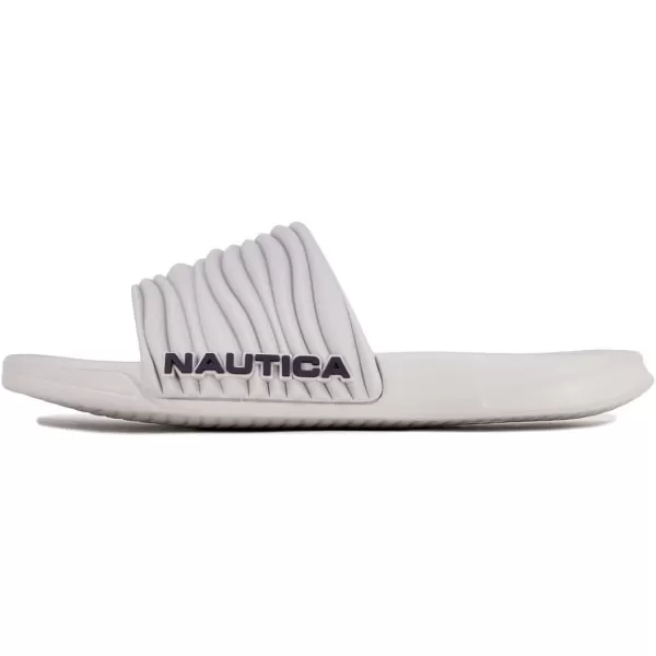 Nautica Mens Open Toe Slide Sandals  Comfortable Indoor amp Outdoor Shower SlippersGrey Loch