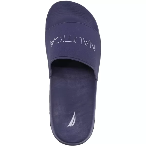 Nautica Mens Open Toe Slide Sandals  Comfortable Indoor amp Outdoor Shower SlippersNavy Dolan