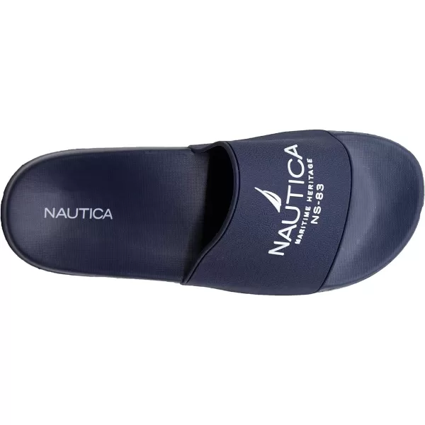 Nautica Mens Open Toe Slide Sandals  Comfortable Indoor amp Outdoor Shower SlippersNavy Porter