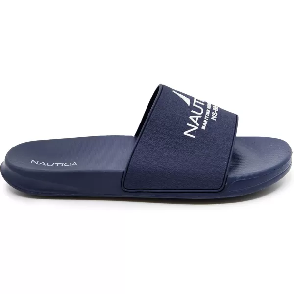 Nautica Mens Open Toe Slide Sandals  Comfortable Indoor amp Outdoor Shower SlippersNavy Porter