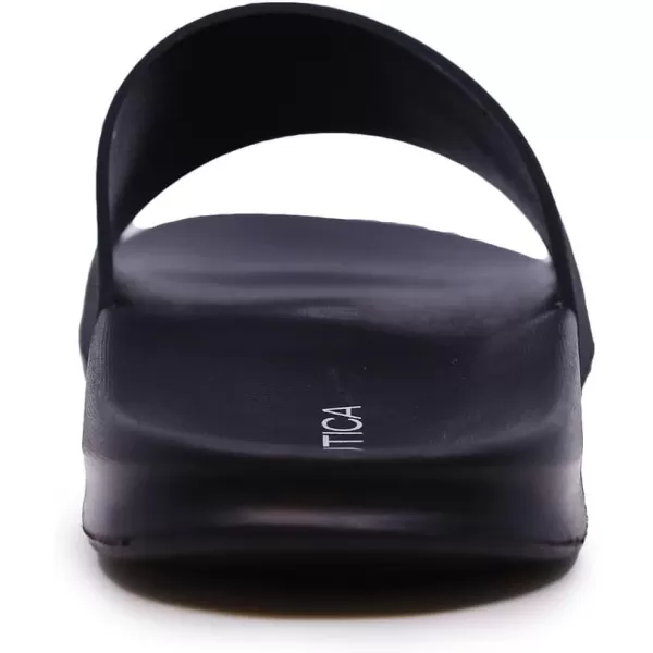 Nautica Mens Open Toe Slide Sandals  Comfortable Indoor amp Outdoor Shower SlippersPorterblackWhite