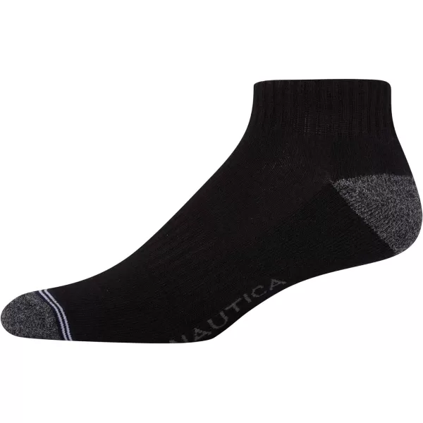 Nautica Mens Performance Quarter Socks with Cushioned Comfort 6 PackBlackGray