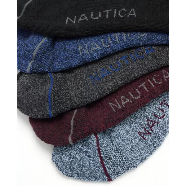 Nautica Mens Performance Quarter Socks with Cushioned Comfort 6 PackBlueBurgundyBlack