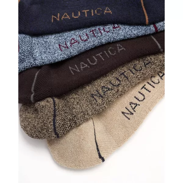 Nautica Mens Performance Quarter Socks with Cushioned Comfort 6 PackBrownNavyBlack