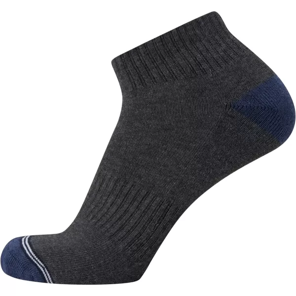 Nautica Mens Performance Quarter Socks with Cushioned Comfort 6 PackGreyNavy