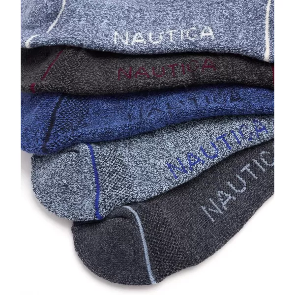 Nautica Mens Performance Quarter Socks with Cushioned Comfort 6 PackNavyBlueGray