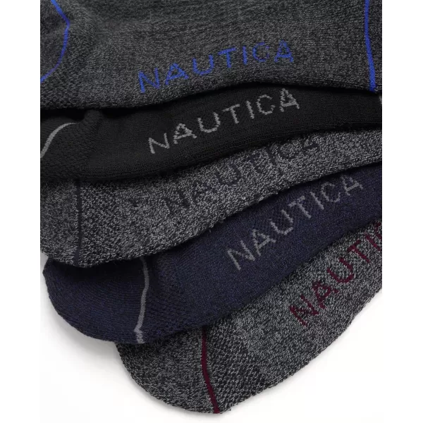 Nautica Mens Performance Quarter Socks with Cushioned Comfort 6 PackNavyGray