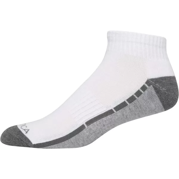 Nautica Mens Performance Quarter Socks with Cushioned Comfort 6 PackWhiteGray