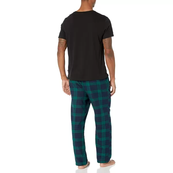 Nautica Mens Plaid Flannel Pajama Pant SetTrue Black