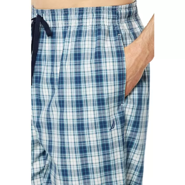 Nautica Mens Plaid Poplin Sleep PantBlue Sail White