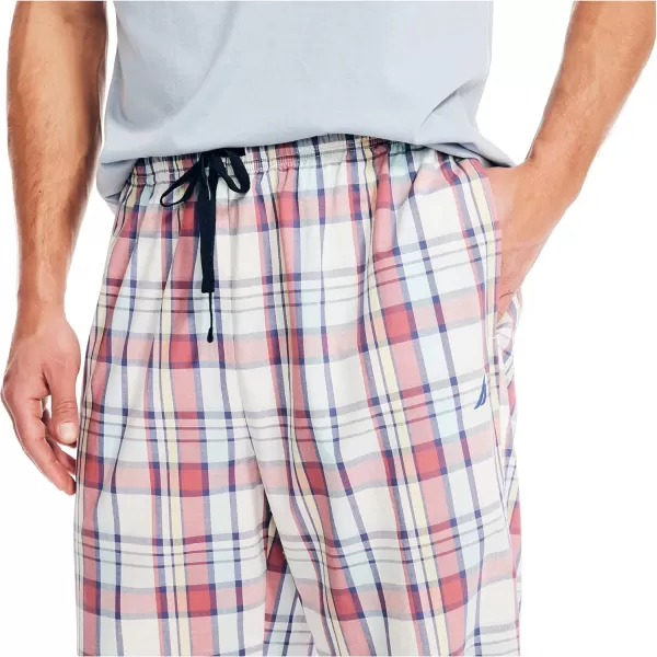 Nautica Mens Plaid Poplin Sleep PantRed Sail White