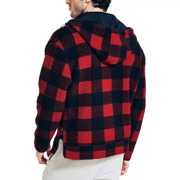 Nautica Mens Printed Faux Shearling QuarterZip HoodieNautica Red