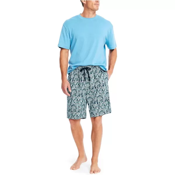 Nautica Mens Printed Poplin Sleep ShortEstate Blue